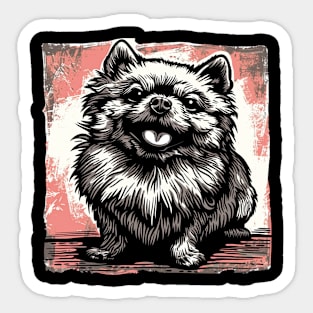 Retro Art Pomeranian Dog Lover Sticker